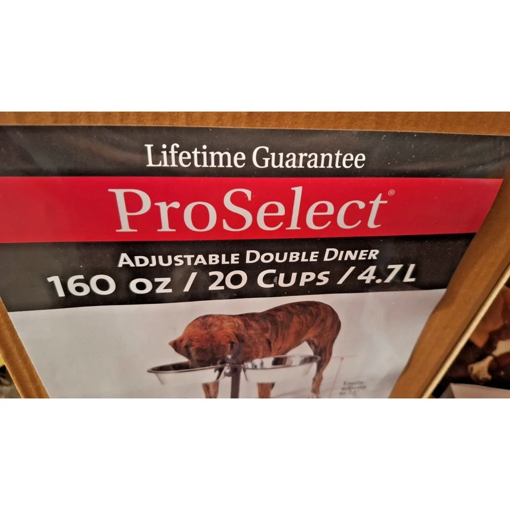 ProSelect Adjustable Raised Dog Diner w/ 160 oz Stainless Bowls – Height Adjusta